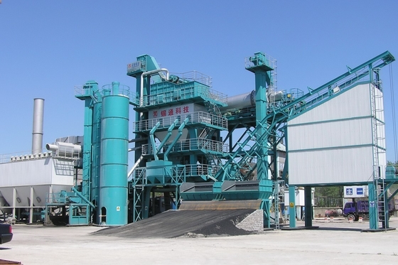 Low Emission 3.6m Feeding Width Asphalt Recycling Plant , 240t Capacity Double Drum Asphalt Plant Equipment